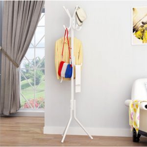 Delly Solid Metal Coat Hat Clothing Display Stand Rack Assembled Living Room Multi Hooks Hanging Clothes White HCD-039W