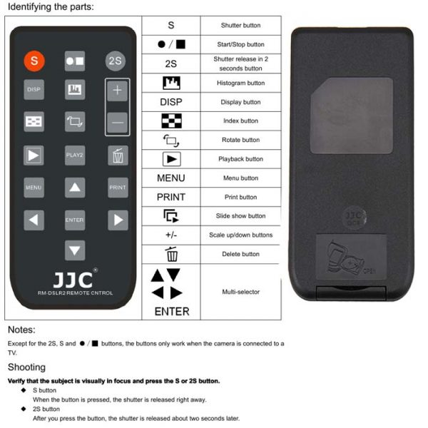 JJC RM-DSLR2 Wireless Remote Control for Sony A6000 A7 Camera