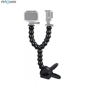 Proocam PRO-F224 Double Arm Neck Mount Adjustable Flex Clamp Clip for Gopro Hero, DJI Osmo