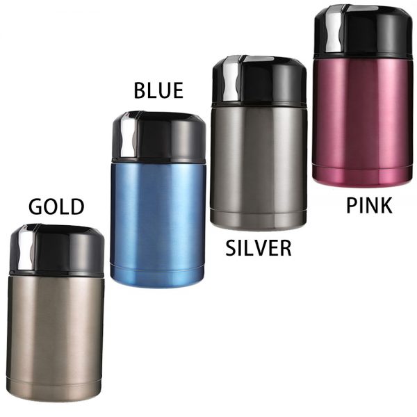 DELLY KOREA 1000ML THERMOS FOR FOOD WITH CONTAINERS STAINLESS STEEL VACUUM LUNCH BOX THERMOS FOR SOUP RICE PORRIDGE BPA-FREE PINK LBC-P