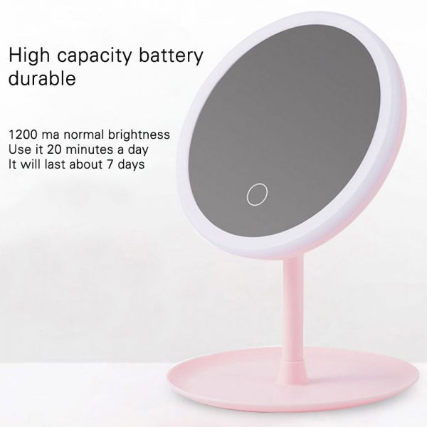 Delly LMM-1P LED Makeup Mirror with Touch Sensor Table Beauty Pink with stand light Face Cosmetic Mirror with Storage