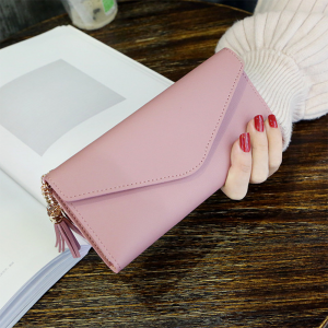 Delly Women Purse Fashion Korean Leather Wallet Long style Purse Zip Card coin Holder - Light Pink LWP-LPK
