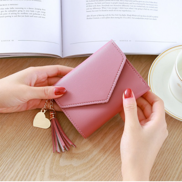 Delly Women Purse Fashion Korean Leather Wallet Short style Purse Zip Card coin Holder - Pink SWP-PK