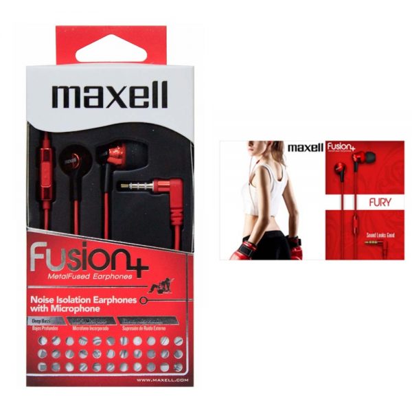 Maxell Fusion+ Ear Buds with Built-in earphone Microphone Fury for Mobile Phone