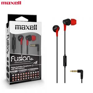 Maxell Fusion+ Ear Buds with Built-in earphone Microphone Blood for Mobile Phone