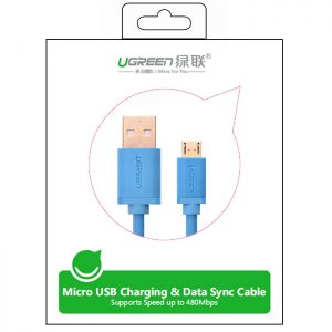 UGREEN 2.0A High Speed SYNC Micro USB cable 24k Gold-plated 1meter US125 10870 - Blue